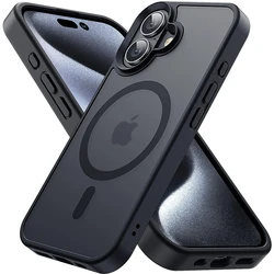 Black Magnetic Case for iPhone 16 Pro Max 15 Plus 14 13 Mini 12 11 SE 2022 2020 8 Magsafe Mag Safe Matte Phone Cover Accessories