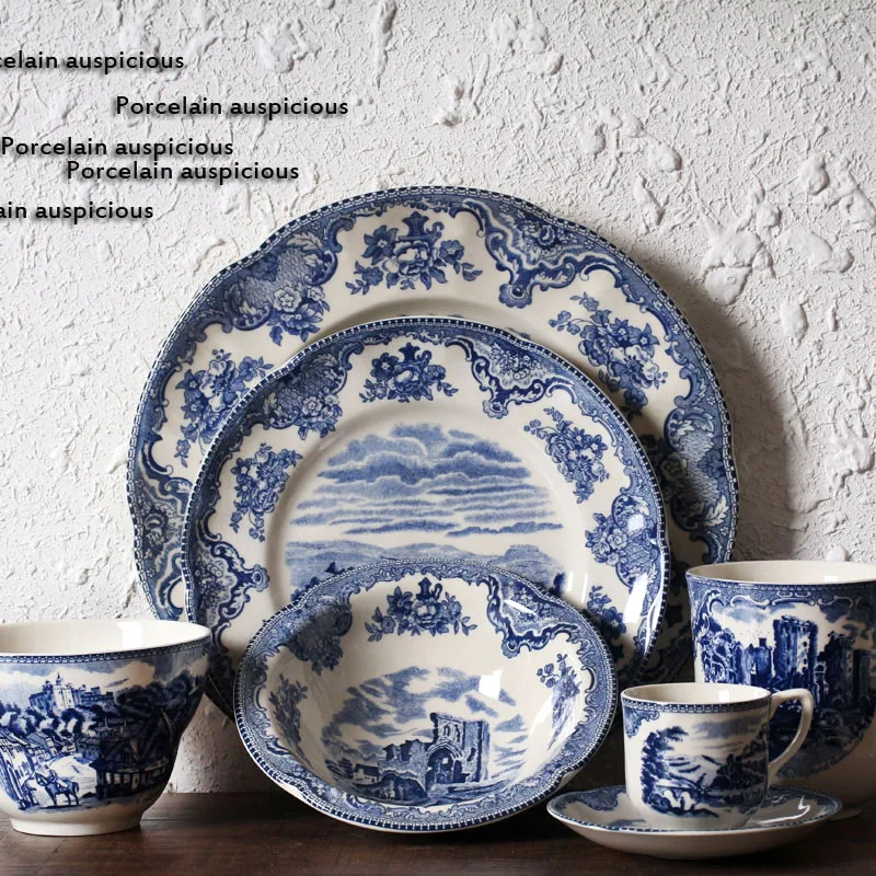 European style tableware, British castle ceramics, Western food steak plates, coffee cups, decorations, dinner plates, desserts,