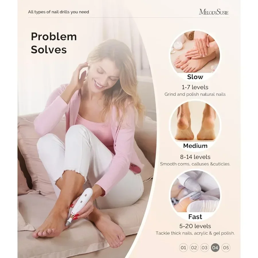 Professional Cordless 8in1 Electric Nail Drill with 20 Speeds for Precision Manicure and Pedicure Rechargeable EFile Designed f