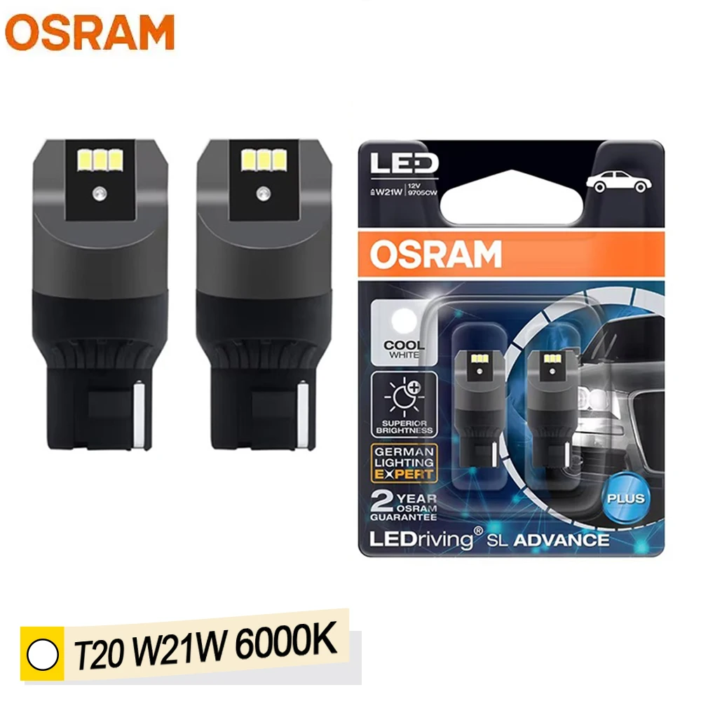 Image of OSRAM LED T20 W21W 7440 6000 K Weiß Blinker Licht LEDriving SL Advance Auto LED Rückfahrscheinwerfer Nebelscheinwerfer 9705CW, Paar
