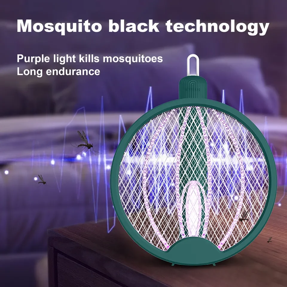 Foldable Mosquito Killer Racket Pest Insects Control USB Rechargeable Handheld Electric Fly Swatter Mosquito Killer Lamp