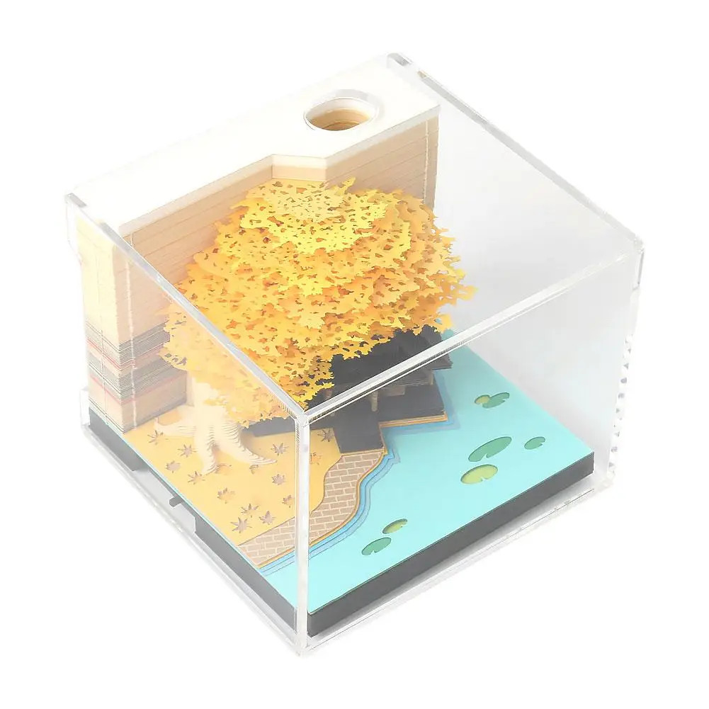 3D Memo Pad DIY Sticky Notes With LED Omoshiroi Block Notepads Cube Marriage Tree Paper Sculpture Note Pad Wedding Birthday Gift