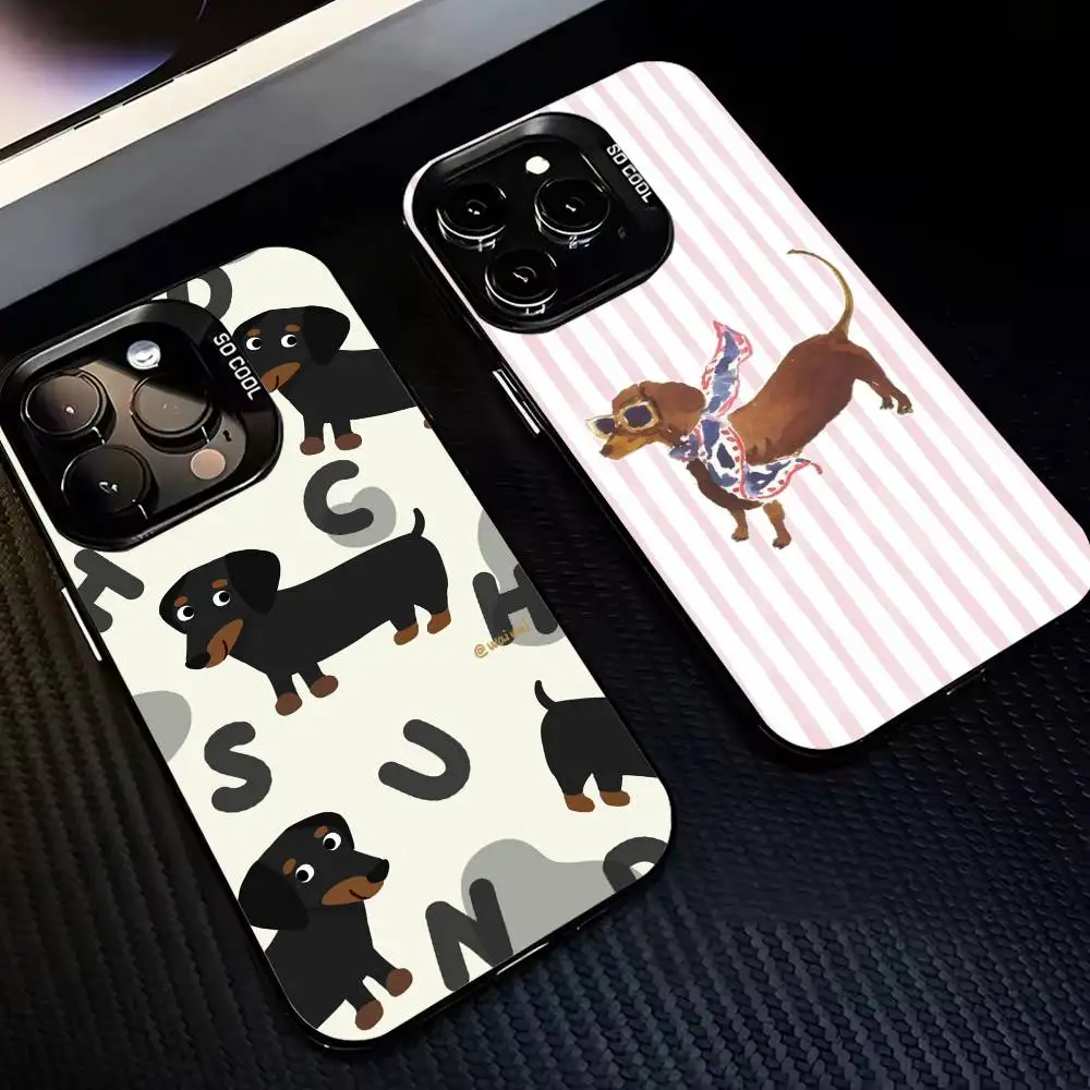 

Чехол для телефона в стиле фанк с изображением таксы для iPhone 17,16,15,14,13,12, Pro Max, черный цвет, посеребренный внутренний чехол