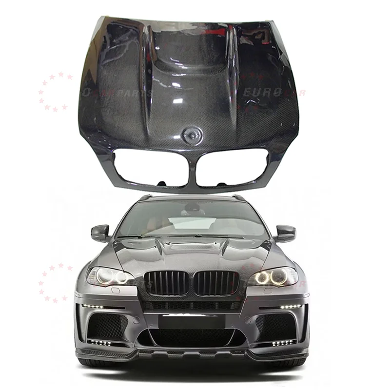 Car Engine Carbon Hoods For BMW X6 E71 Upgrade to Haman Style Hood Bonnet Car Body Parts