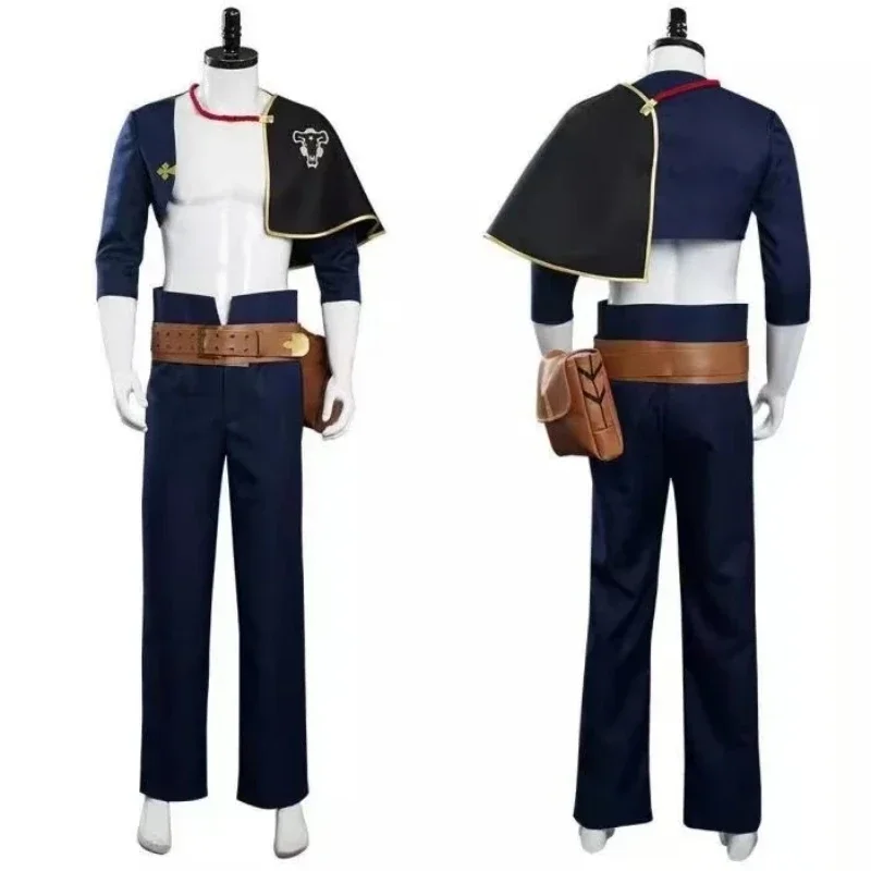 Anime Black Clover Asta Cosplay Conjunto completo, Capa, Xale, Calças, Cinto, Colar, Homem Roupas, Carnaval de Halloween, Traje de RPG