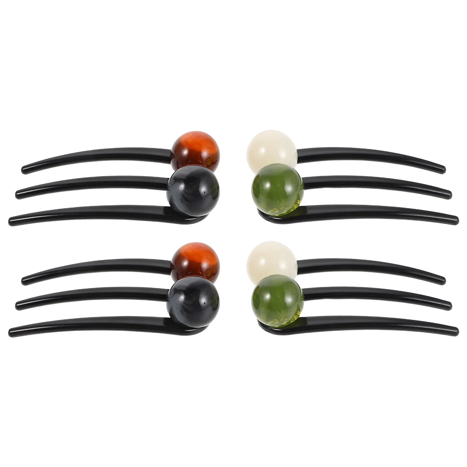 

4pcs French Pin Combs Bun Sticks Chignon Vintage Hairstyle Accessories Elegant Beads Secure Hold Quick Styling Comfortable