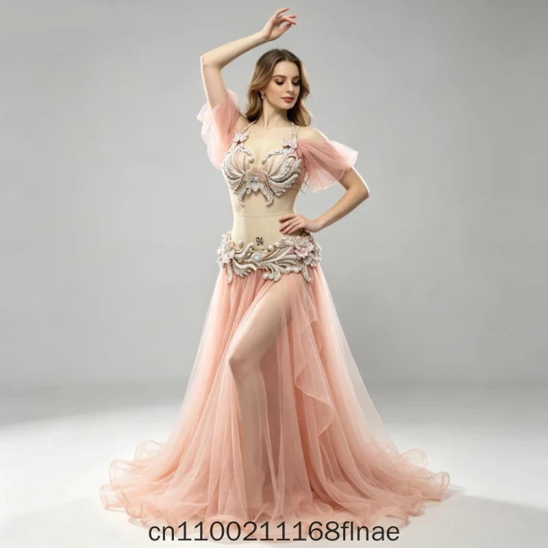 New Design of Belly Dance Performance Costumes, Elegant and Exquisite Large Skirts, High-end Customized Dance Costumes
