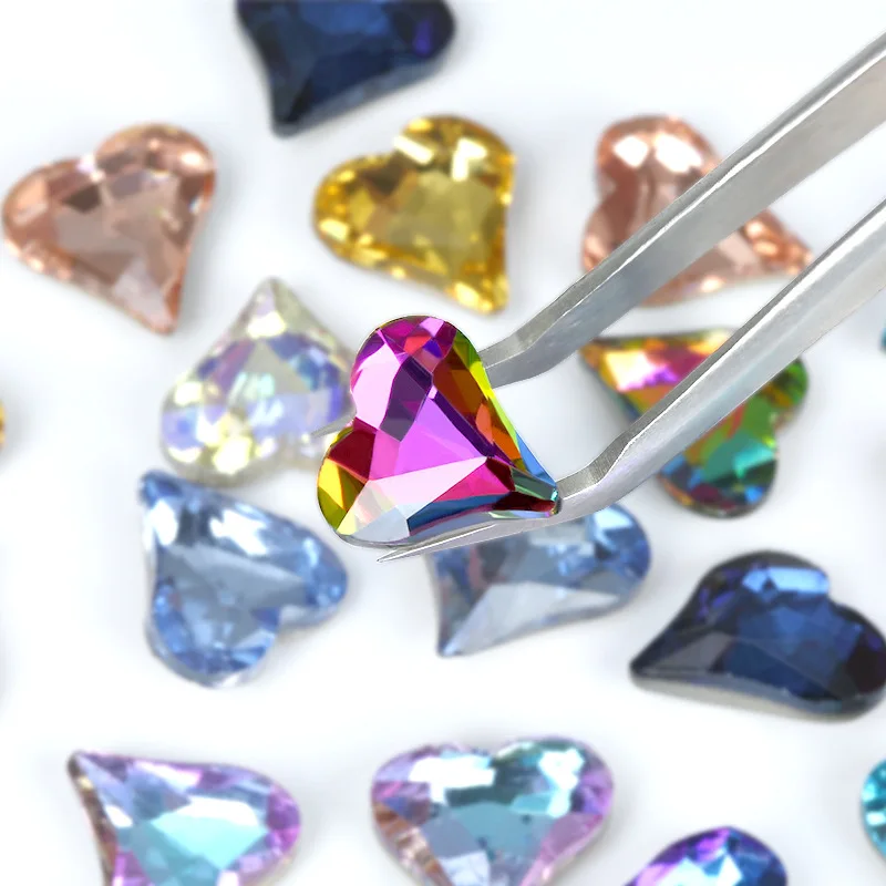 8*9cm/11*13cm Heart Diamond Nail Sharp Bottom Peach Red Moonlight Love Crystal Fantasy Color Jewelry