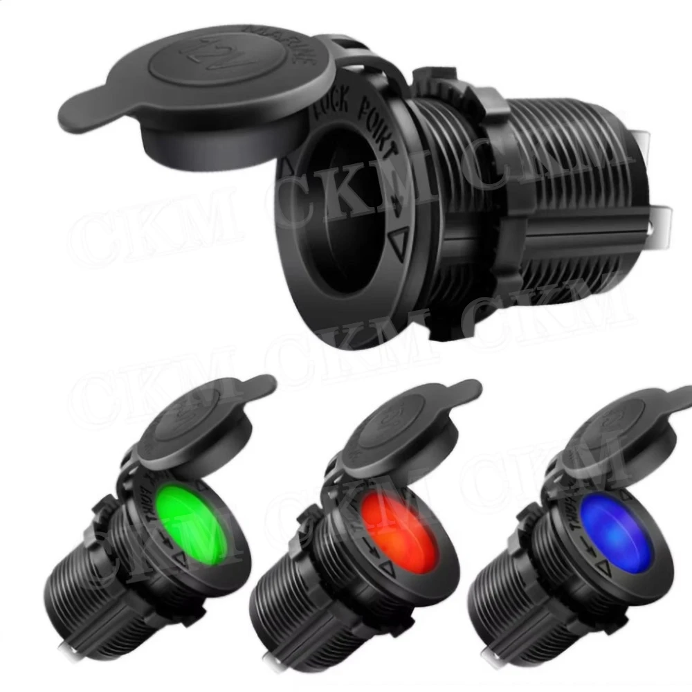 12V Waterproof Car Cigarette Lighter Socket Auto Boat Motorcycle Tractor Power Outlet Socket With LED Receptacle Car Accessories