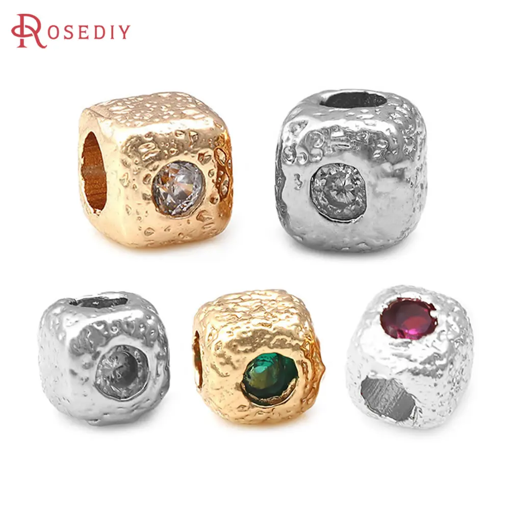 

20PCS 4MM 5MM 18K Gold Color Brass and Zircon Square Bracelets Spacer Beads High Quality Diy Jewelry Accessories Making Supplies
