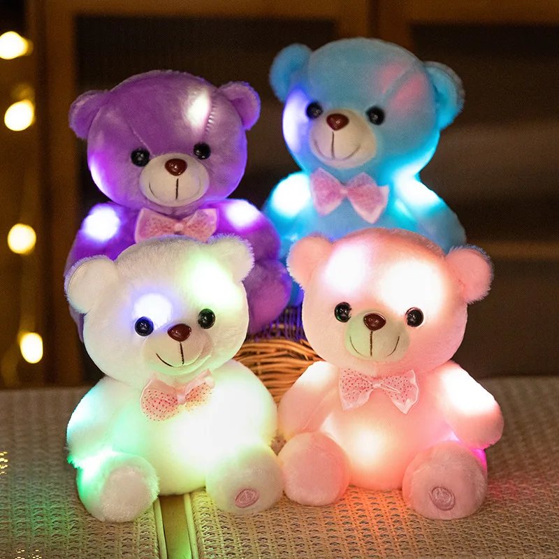 Ours en peluche lumineux LED Shoous, jouet animal en peluche créatif, arc lumineux coloré, cadeau de Noël, 20cm