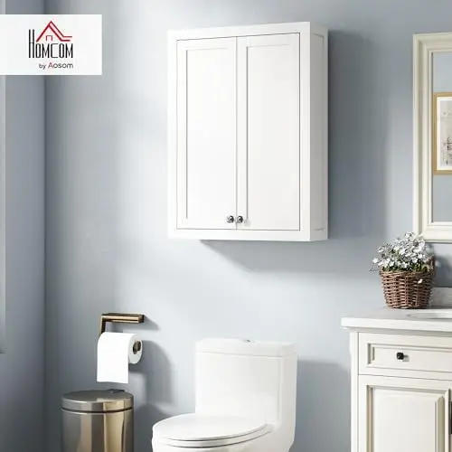 Bathroom Wall Cabinet, Modern Medicine Cabinet Wall Mounted, Over The Toilet Space Saver with 2 Doors and 2 Adjustable
