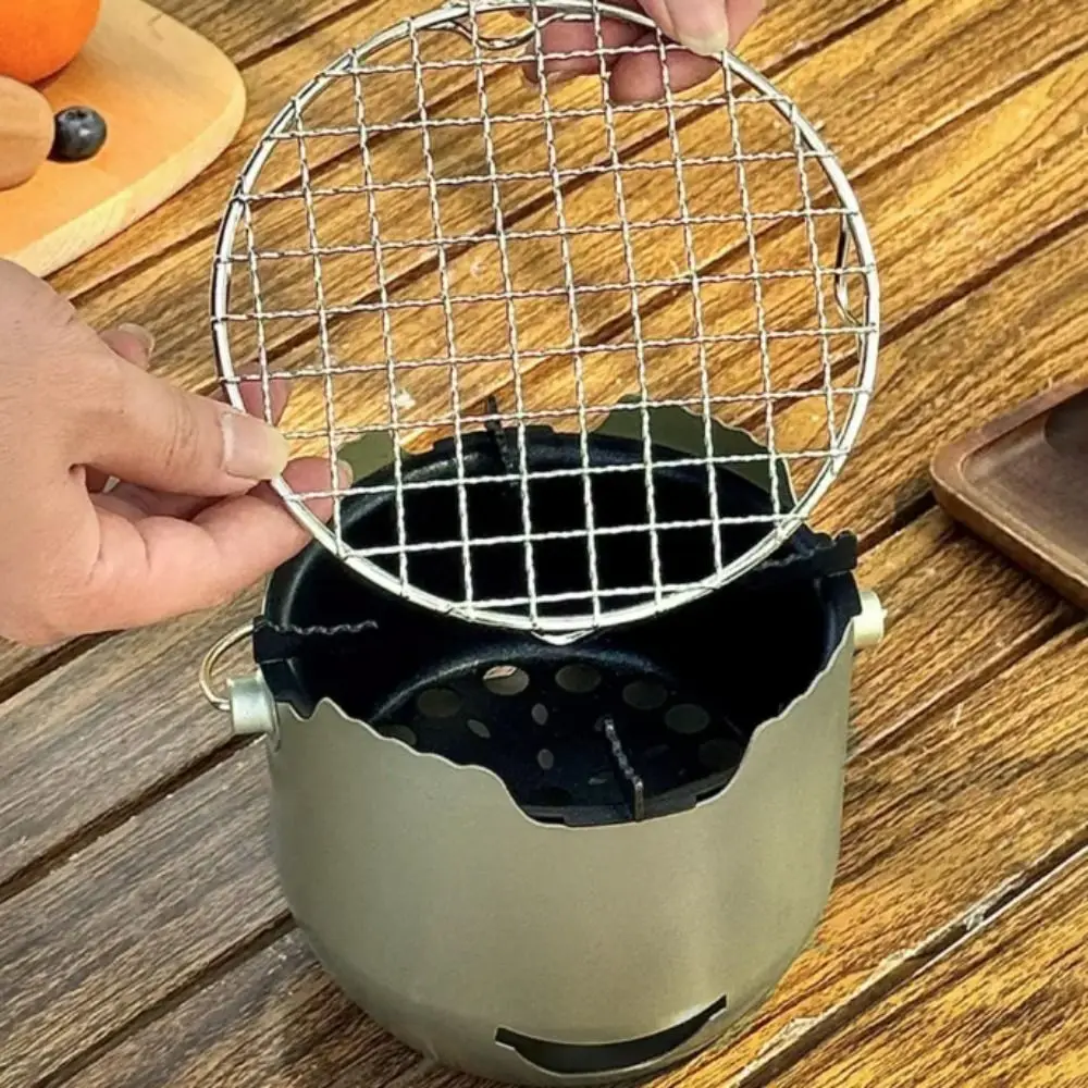 Practical Korean Style Camping Charcoal Stove Metal with Grill Net Portable Charcoal Grill Household Tea Stove Travel
