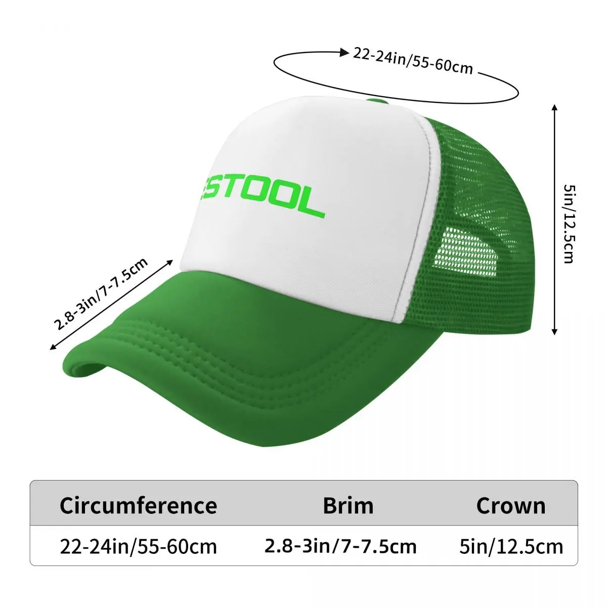 Green Tool Woodworking Festool Trucker Caps Hip-Hop Hats Trucker Worker Cap Trucker Cap Breathable Mesh Baseball Caps Spring