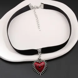 Gothic Dark Butterfly Heart Arrow Pendant Chokers Necklace Punk Rose Eye Velvet Necklaces For Alternative Girl Mystical Jewelry