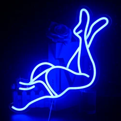 Neon Signs Sexy Women Legs Led Light Blue USB Night Light Home Party Bar Sports Room Club Wall Hanging Decor Acrylic Neon Light