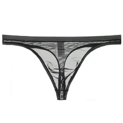 Men's Thongs And G Strings Ultrathin Mesh Transparent Thong Panties Temptation Breathable Jockstrap Low Waist Convex Jock Strap