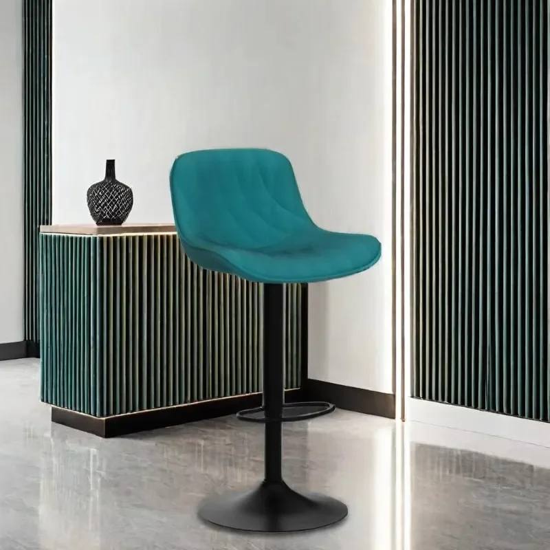 

Green rotating counter height bar stool single bar stool adjustable soft teddy velvet chair modern design catering kitchen