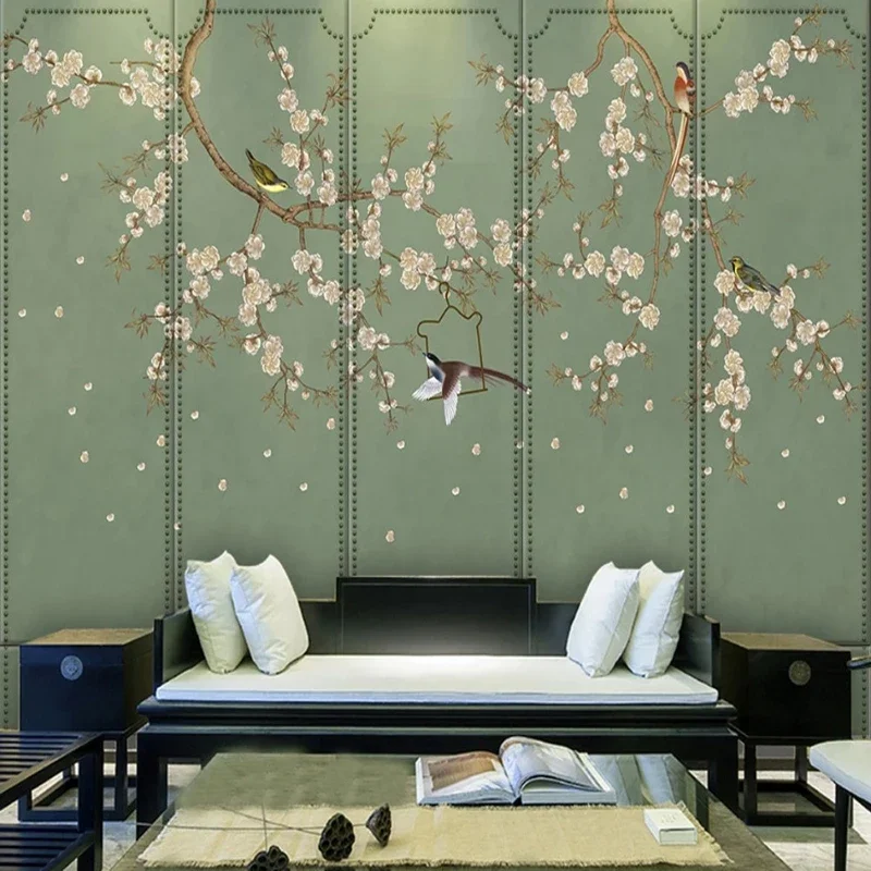 Custom Mural Wallpaper Chinese Style Plum Blossom Painting Flower And Bird Mural Living Room TV Sofa Bedroom Study Wallpaper 3 D