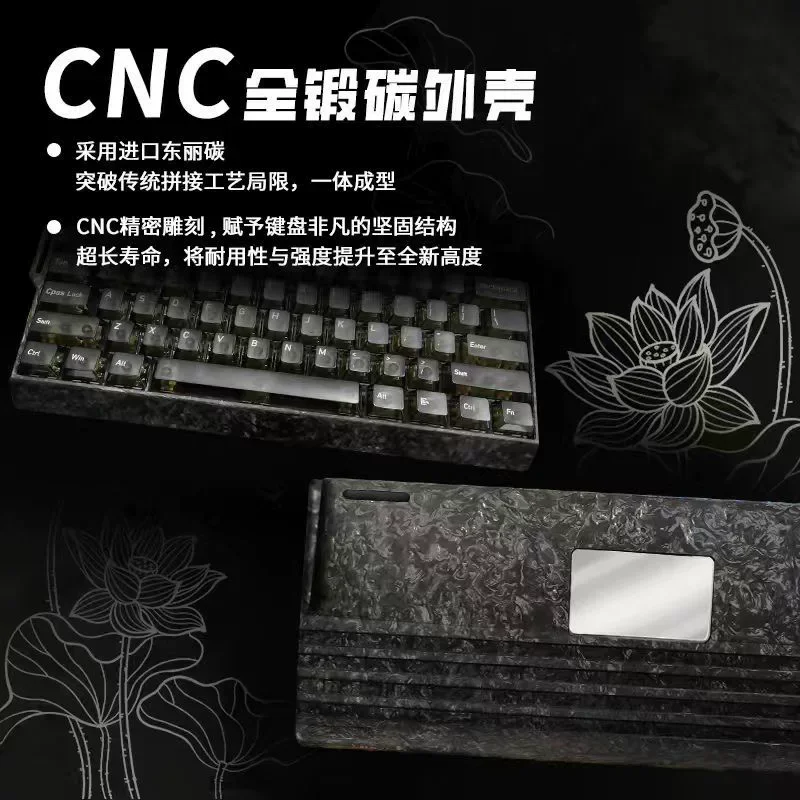 H60 Wooting 60HE GH60 Carbon fiber keyboard Case 60% Keys Layouts Forged carbon For Mad 60he Raven61 Aula Win60 GT60 Keyboard