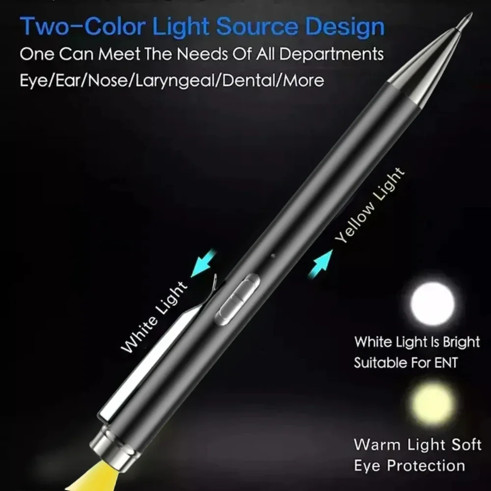 2 in 1 Portable Pen Light Built-In Battery Medical Flashlight Mini Pocket Pen Light Can Write for Doctor Nurse Diagnosis