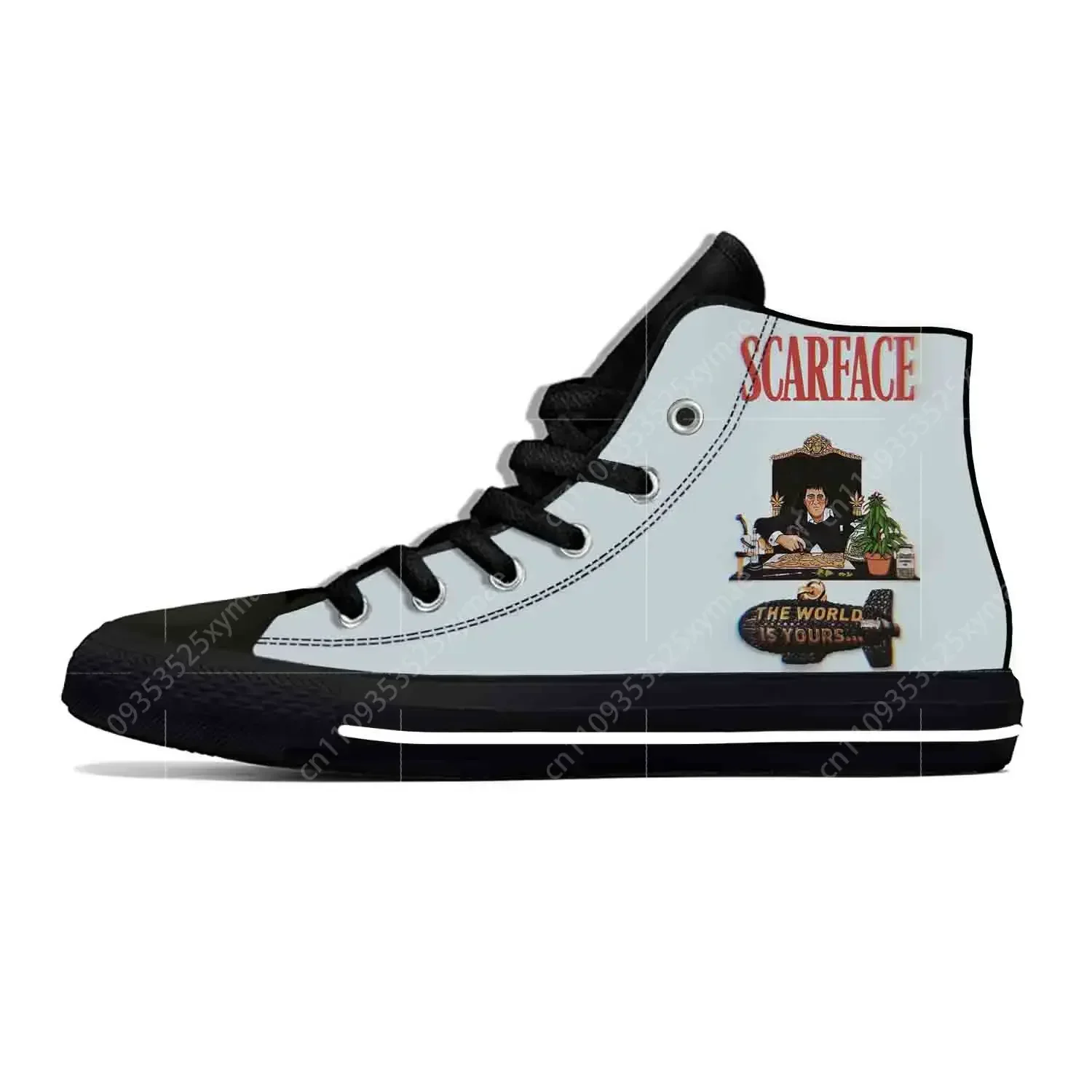 Hot Scarface Tony Montana Movie Anime Cartoon Casual Shoes High Top Lightweight Summer Board Shoes Breathable Men Women Sneakers