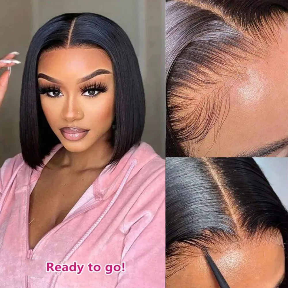 

7x5 Pre Cut Glueless Human Hair Wig Straight Human Hair Wig 6x4 Glueless Wig Human Hair Ready To Wear Straight Wig Preplucked