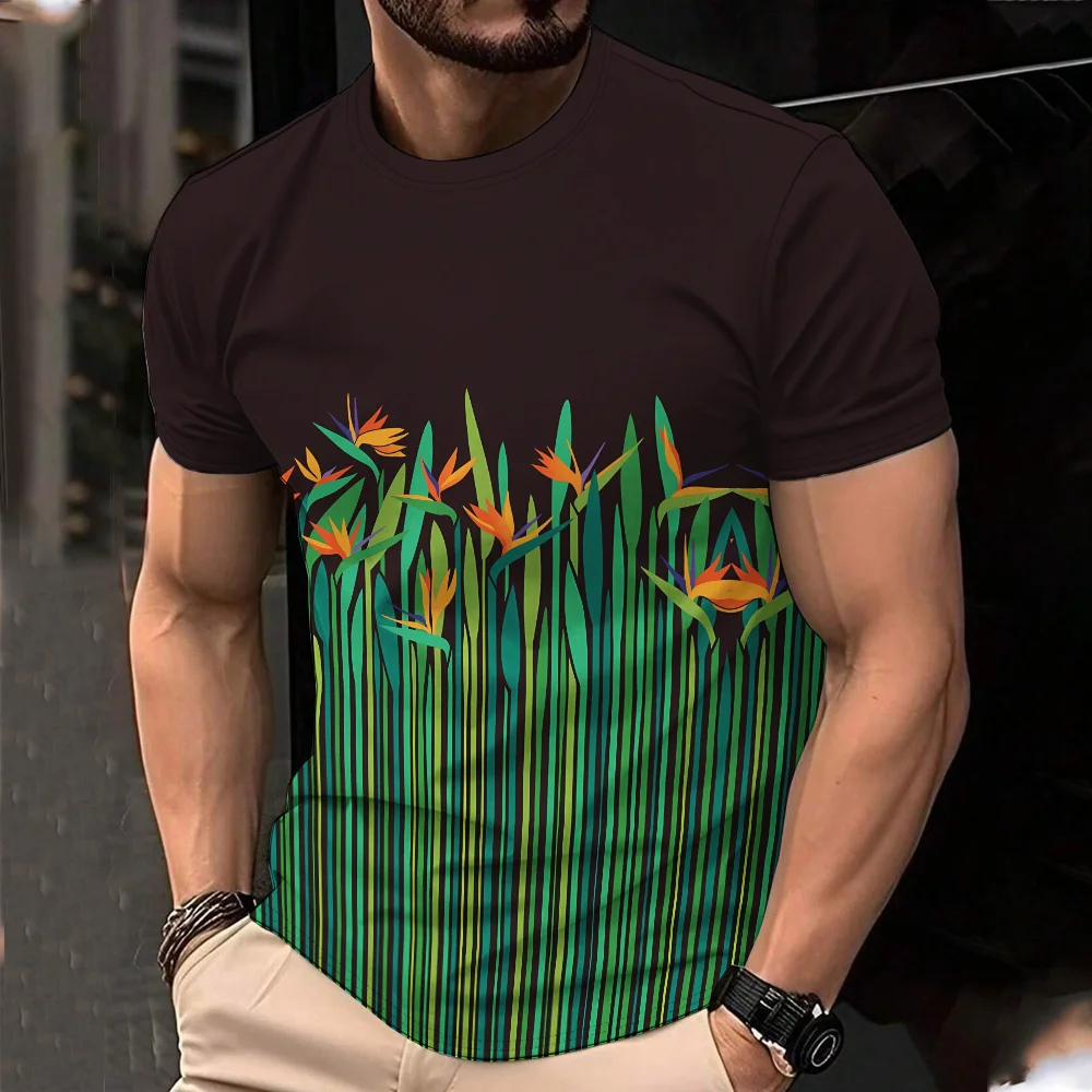

Men's 3D printed T-shirt, printed short sleeved fashionable summer T-shirt, 3D round neck daily holiday top