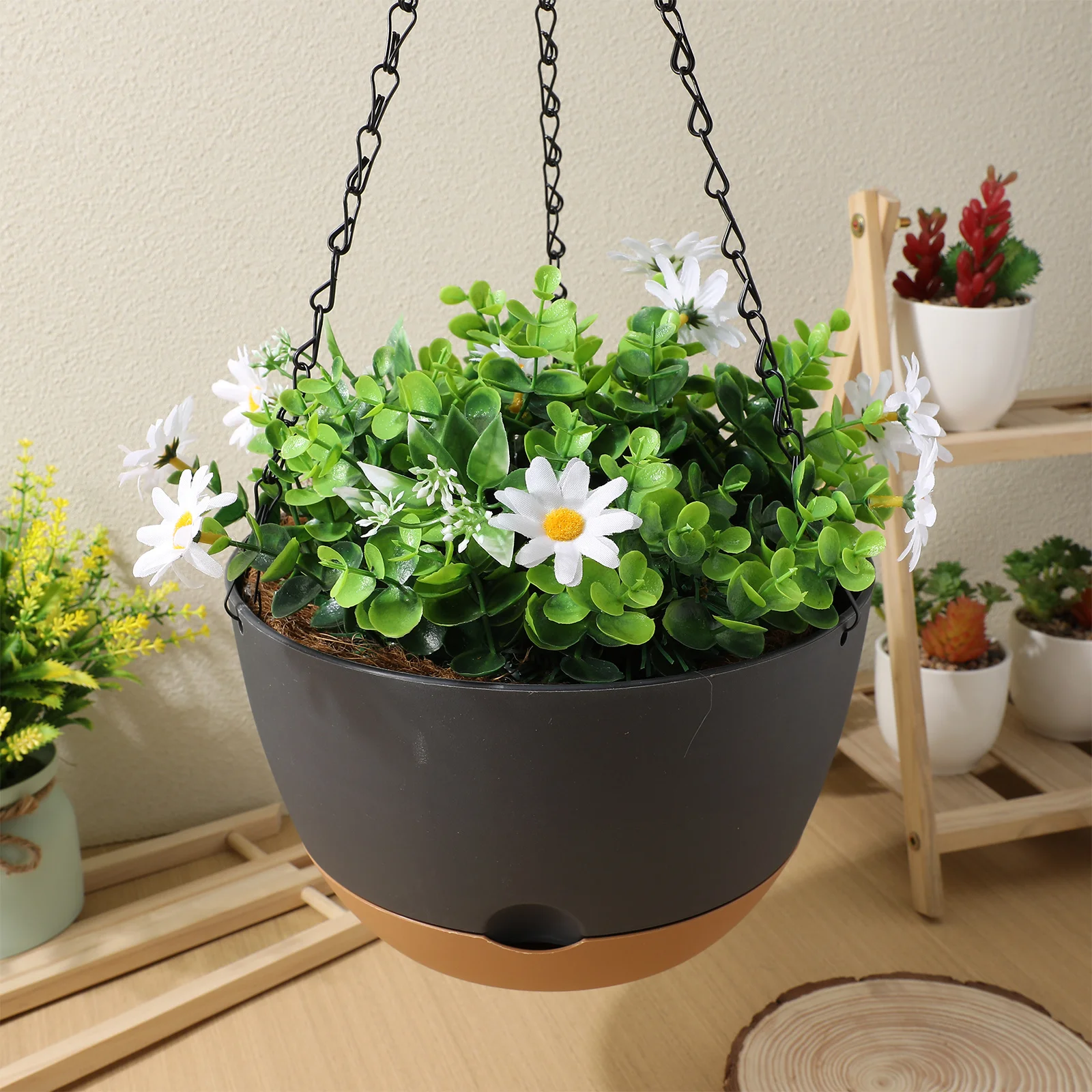 

2 set Planters For Indoor Plants, Wall Plant Holder With Water Tray, Space-Saving Hanging Flower Basket, Lightweight Hanging Pot