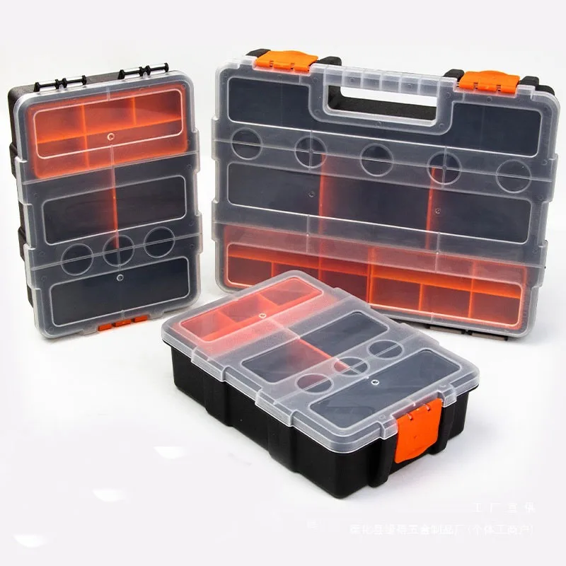 Cassetta degli attrezzi portatile multi-griglia per parti in plastica, scatola di immagazzinaggio per viti combinate, cassetta degli attrezzi con divisori in plastica rimovibili personalizzabili