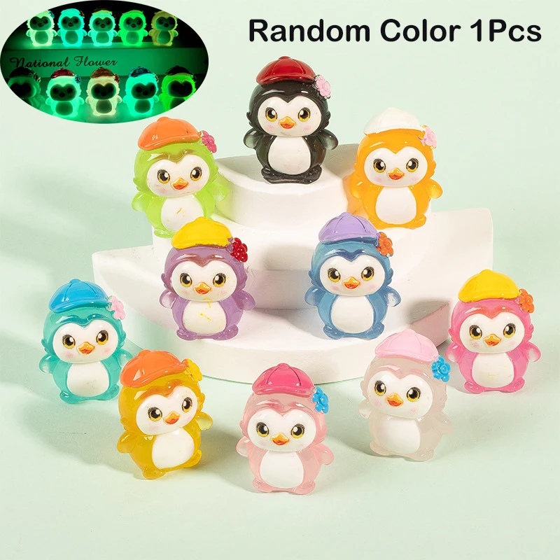 1Pcs Creative Luminous Penguin Miniature Figurines Cute DIY Home Decoration Cartoon Penguin Desktop Small Ornaments Gifts