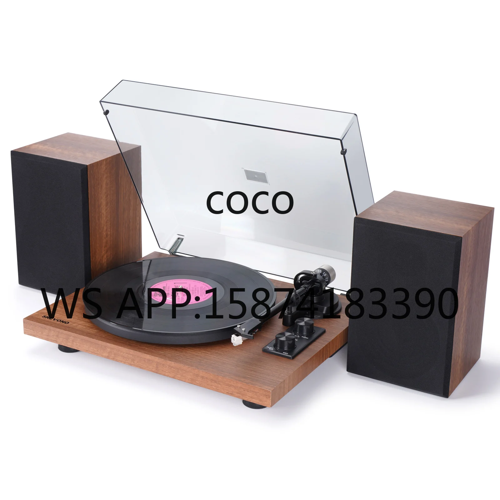 Wireless Bluetooth Vinyl Turntable Player, Built-in Phone Audio Streaming, Output to External HiFi Speakers