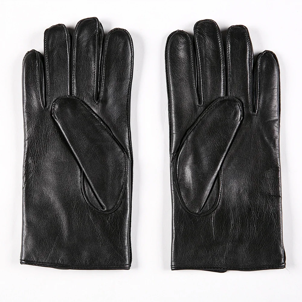 GOURS Winter Real Leather Gloves Men Black Genuine Goatskin Gloves Fleece Lining Warm Soft Driving Fashion New Arrival GSM019