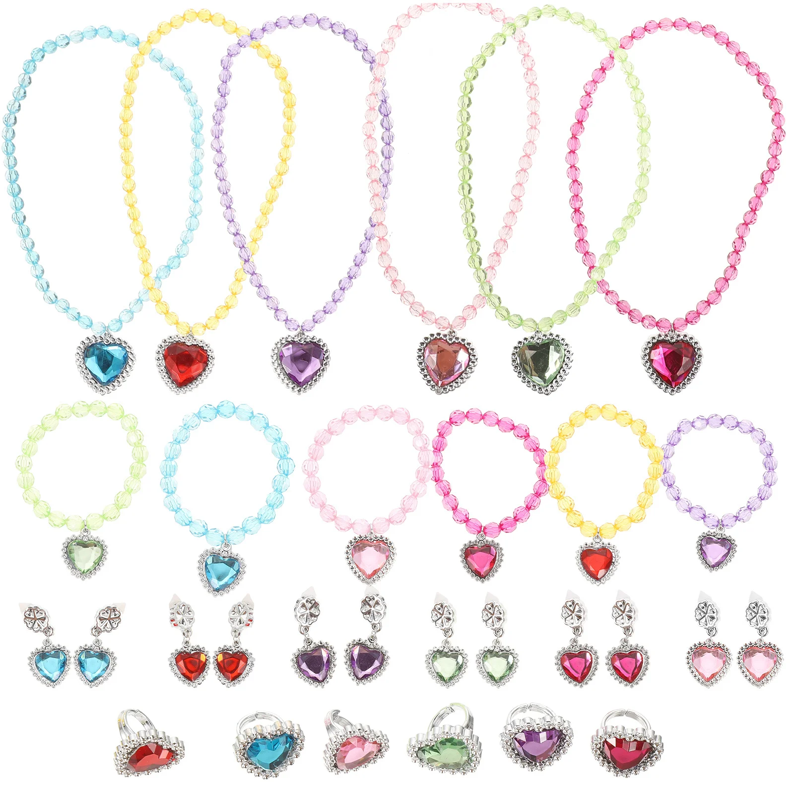 6 set Girls Jewelry Set Kids Dress Up Accessories Creative Style Colorful Costume Jewelry For Toddlers Aged 6-8 Birthday Gift