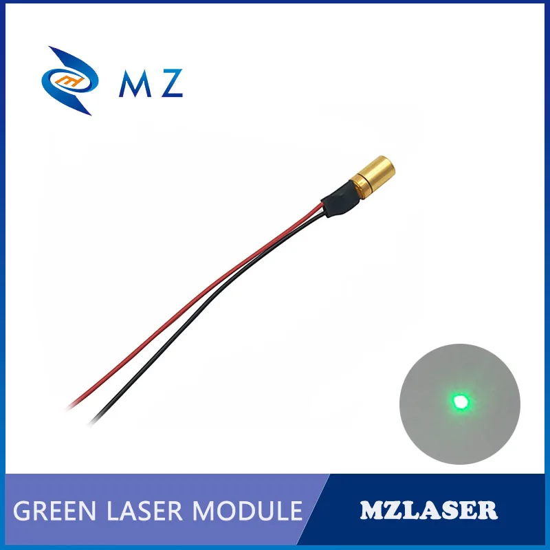 Módulo láser de punto verde de tamaño pequeño, lente PMMA de alta calidad, accionado por APC Industrial, D6 mm, 520nm, 0,5 mw