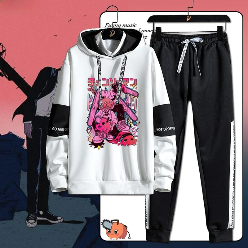 

Collaboration Edition Sawtell Chain Saw Man Anime Clothes T-irt And Pants Set Japanese Sle Ins Polyester Long Sve Long...