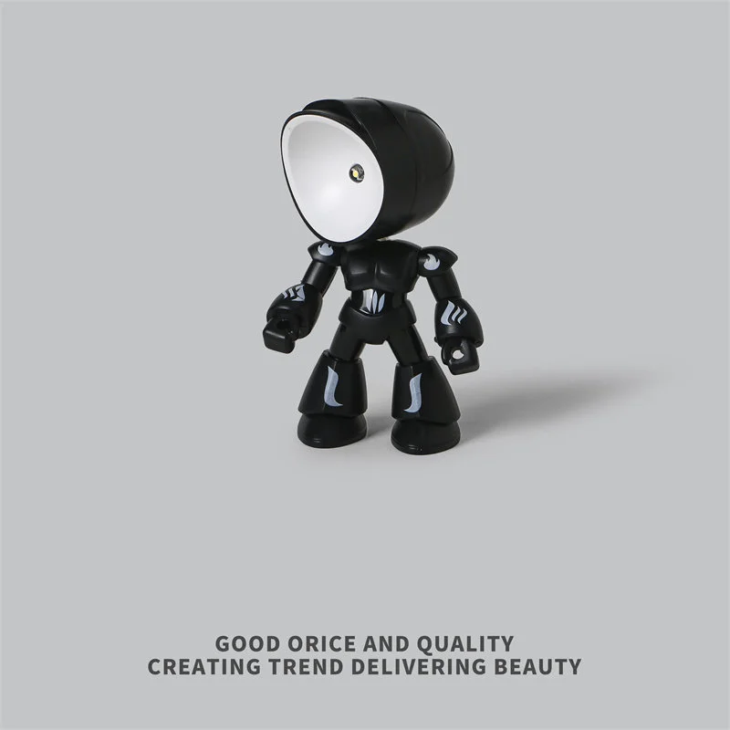 11 cm rotante LED illuminato robot figura ornamento da scrivania decorazione desktop creativa mini luce notturna regalo per ufficio casa camera da letto