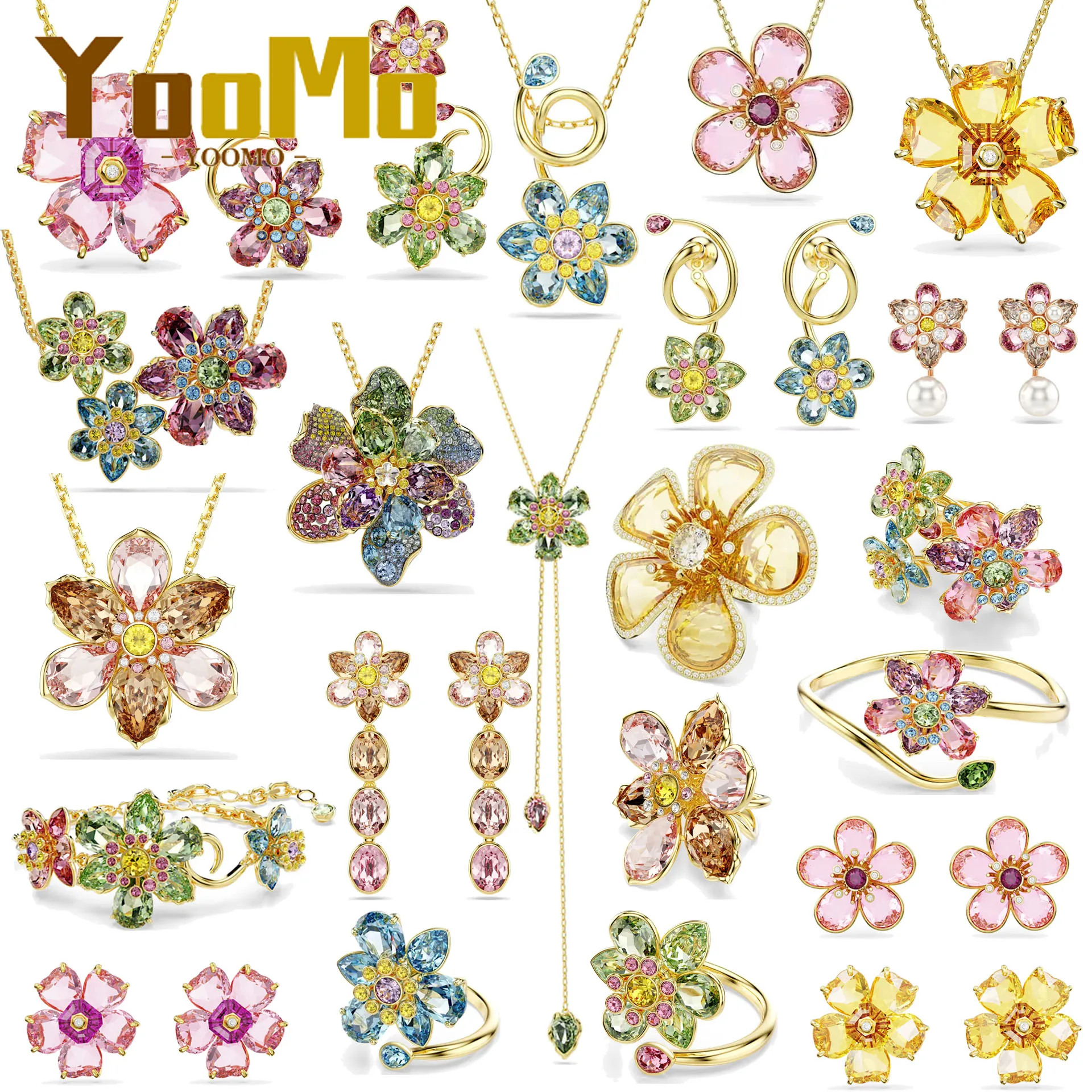 

Оригинальный новый модный комплект ювелирных изделий, ожерелье с цветком, нишевый дизайн, жемчужный браслет, очаровательные универсальные серьги, кольца, ювелирные изделия для женщин