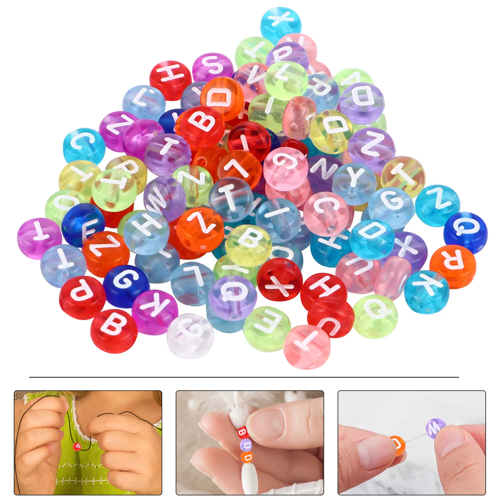 

1000Pcs Letter Beads Acrylic Transparent Multicolor White Alphabet DIY Jewelry Making Kids Bracelet Necklace Craft Supplies