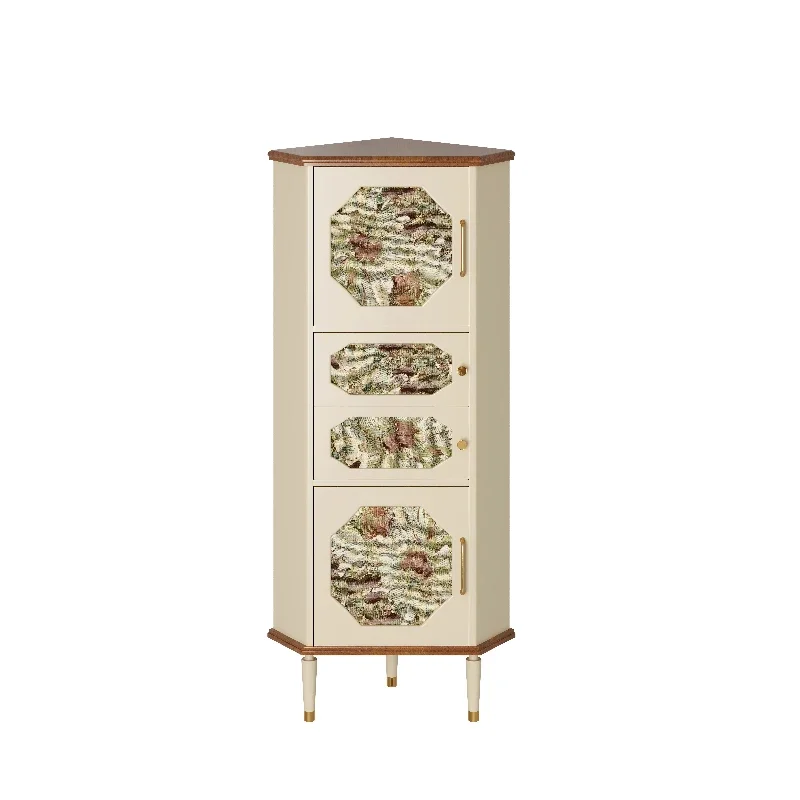 

French retro solid wood corner cabinet living room bedroom corner triangle cabinet corner rack floor locker