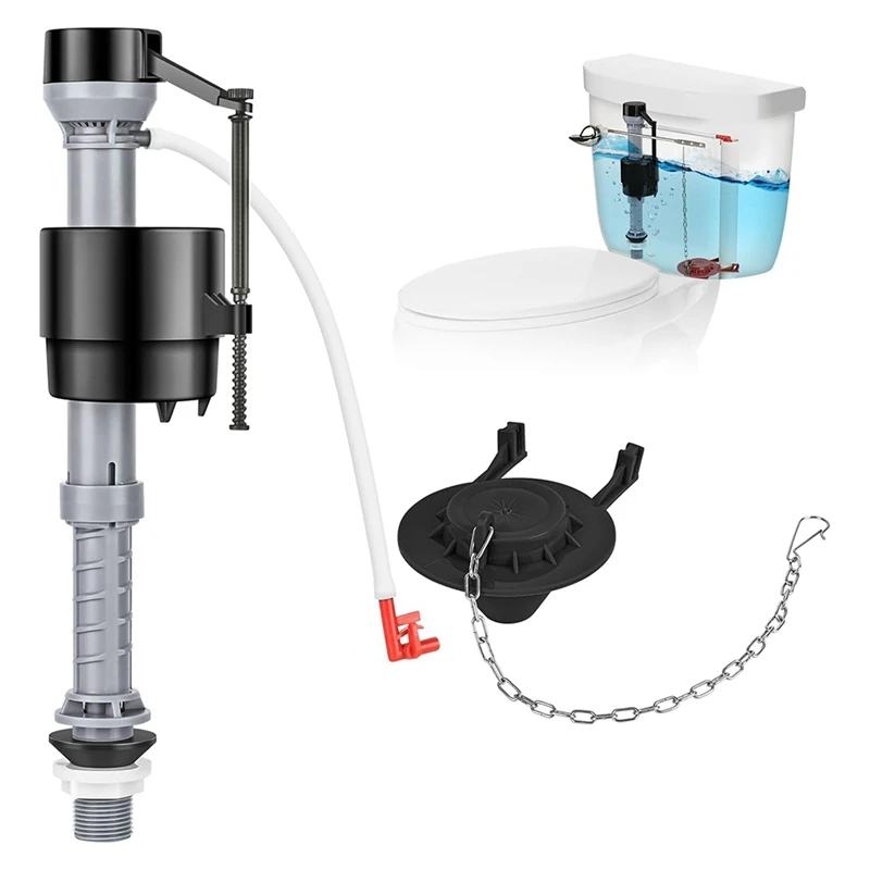 Universal Toilet Repair Kit for Inside Tank Includes Adjustable Fill Valve & 2-Inch Flapper Quiet & Easy Installation-A57M