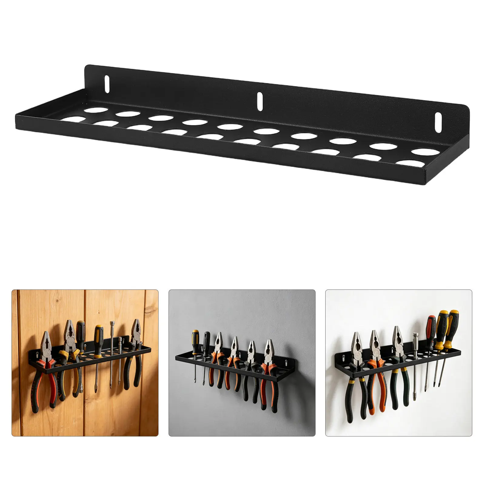 

20 Holes Heavy Duty Wall Mounted Tool Organizer Space-Saving Screwdriver Pliers Storage Rack Garage Workshop Workbench Metal