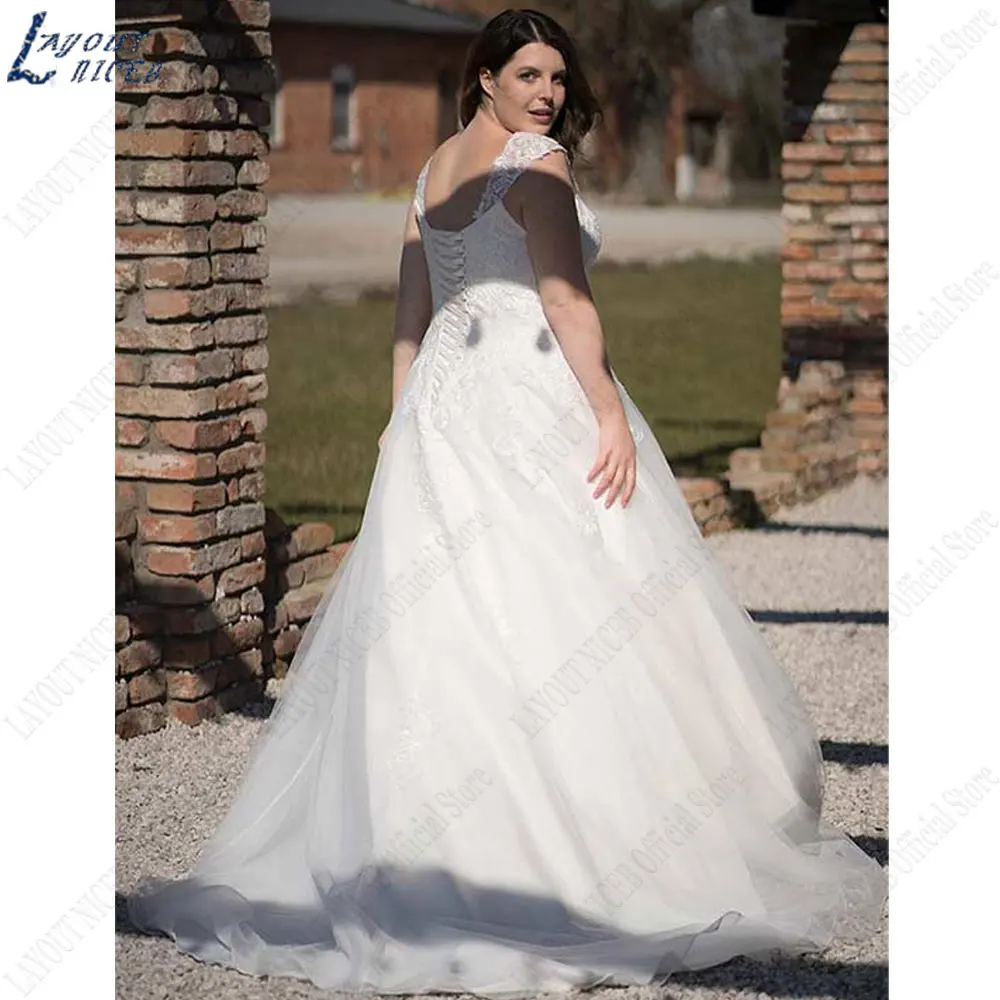 Vestido de novia de talla grande con apliques NICEB, traje de novia sin mangas con Espalda descubierta, corte en A, tul con cordones en la espalda, 2024Vestido de novia de talla grande con apliques NICEB, traje de novi