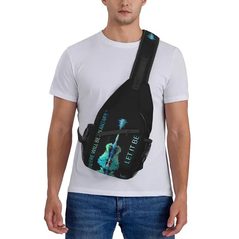 Natureza casual guitarra música sling sacos para viagens caminhadas homens presente guitarrista peito crossbody mochila ombro daypack