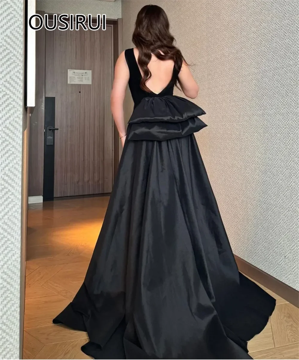 Women's O-neck Satin Formal Evening Bridesmaid Dress with Detachable Court Sexy Sheath Open Back Prom Dubai Dress Customized