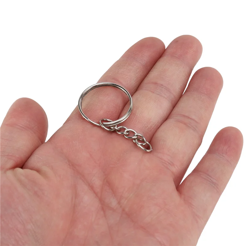 

A64K 800Pcs Split Key Chain Rings With Chain Silver Key Ring And Open Jump Rings Bulk For Crafts DIY (1 Inch/25Mm)