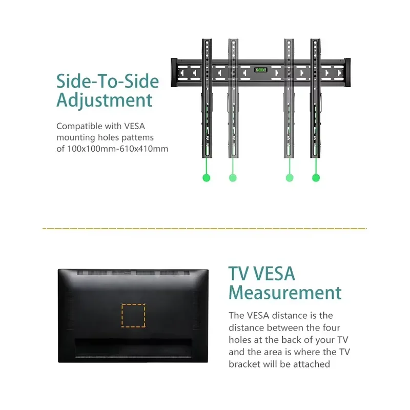 Adjustable Angle Universal TV Wall Mount Bracket, Fixed Flat Panel TV Support VESA Compatible Easy Installation