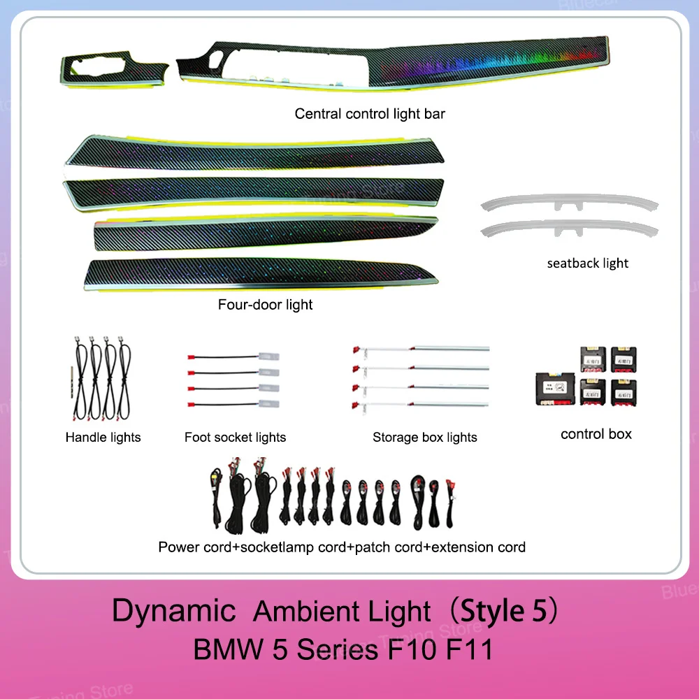 LED-sfeerverlichting voor BMW 5 Serie F10 F11/7 Serie F02, ondersteunt originele menu-bediening, upgrade van de F10 interieurverlichting