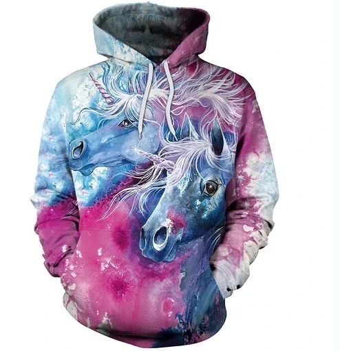 New Men's Sweatshirt Hoodie Fashion 3D Wolf Print Loose Streetwear Funny Animal Street Hip Hop Sweatshirt Comfort