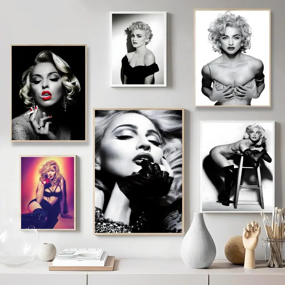 1980s Madonna Self-adhesive Poster Fancy Wall Sticker for Living Room Bar Vintage Decorative Aesthetic Painting Gaming Boy Room